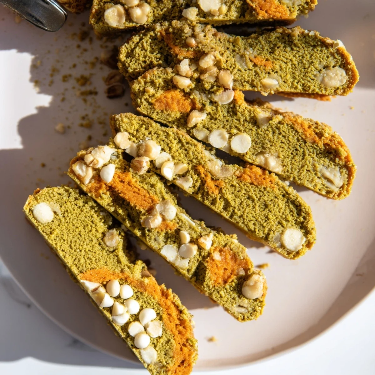 Delicious Matcha Pumpkin Muffin Biscotti, perfect for cozy autumn mornings with tea.  