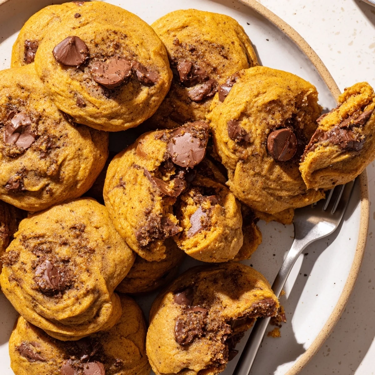 Irresistibly spiced pumpkin chocolate chip cookies, topped with creamy toasted pecan butter drizzle.  