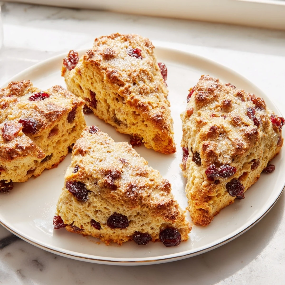 Fluffy Sparkling Cherry Soda scones, freshly baked and ready for breakfast.
