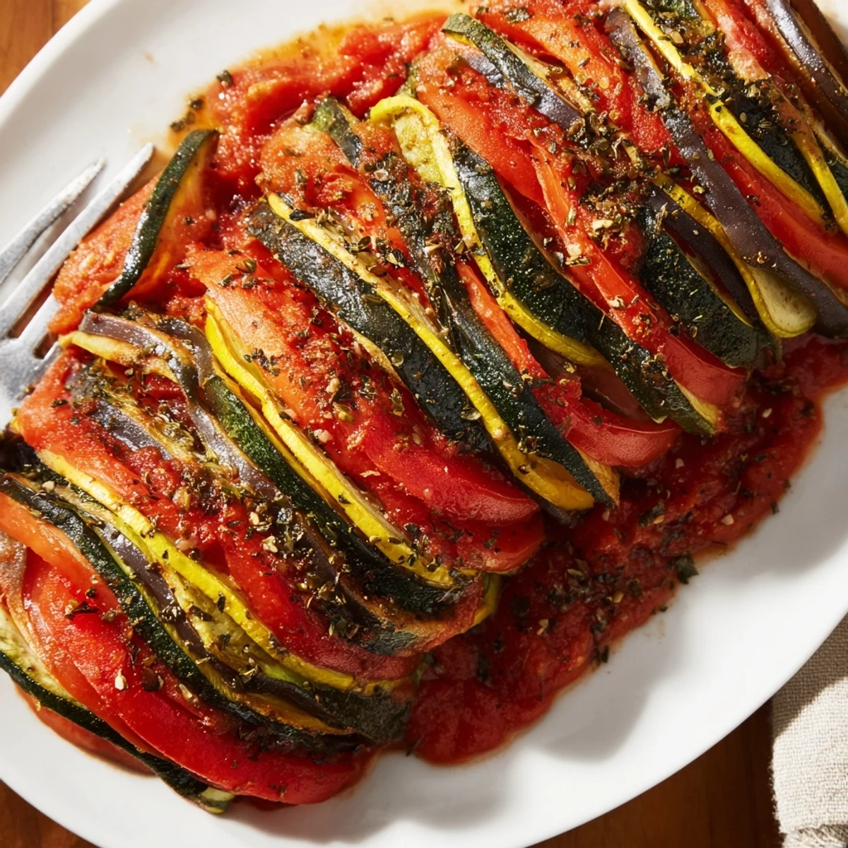 Vibrant One-Pan Ratatouille filled with fresh summer vegetables and fragrant herbs.  