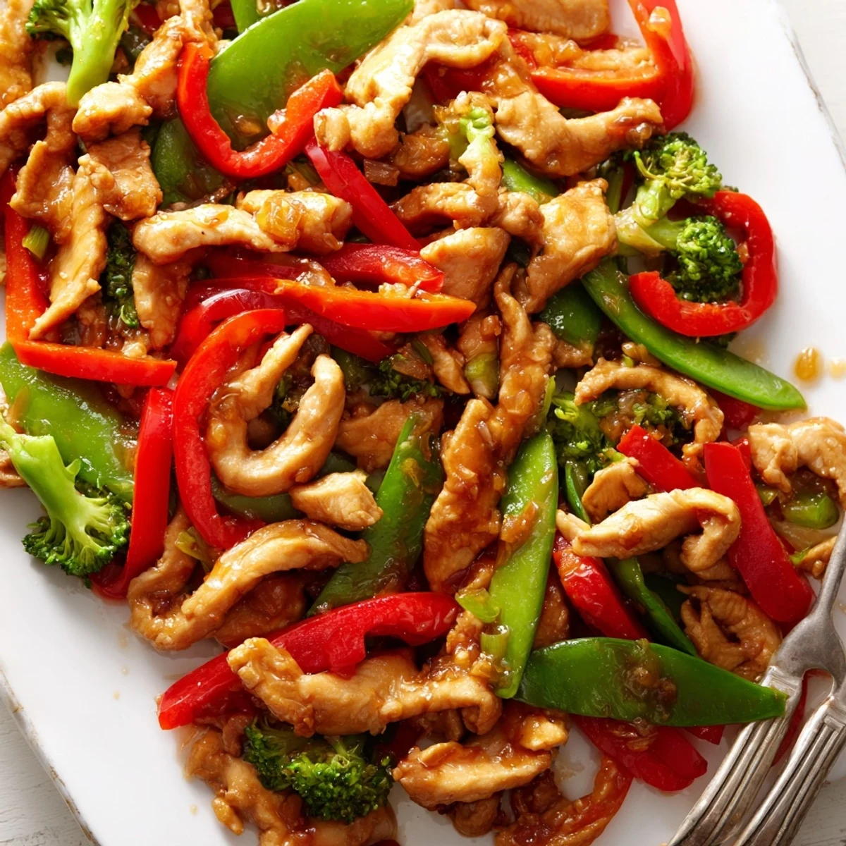 Colorful chicken and veggie stir-fry, bursting with flavor and nutritious goodness.  