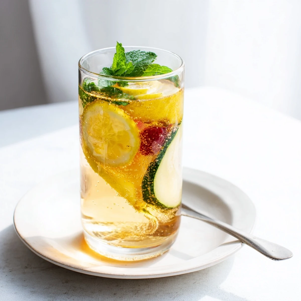 Refreshing Kombucha-style home-brew mocktails with vibrant fruits and soothing herbs.  
