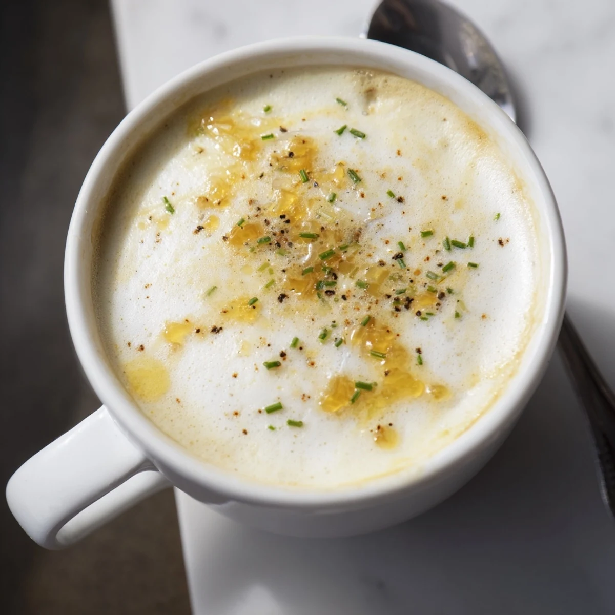 Unique twist on a latte featuring rich espresso and buttery, caramelized onions.  