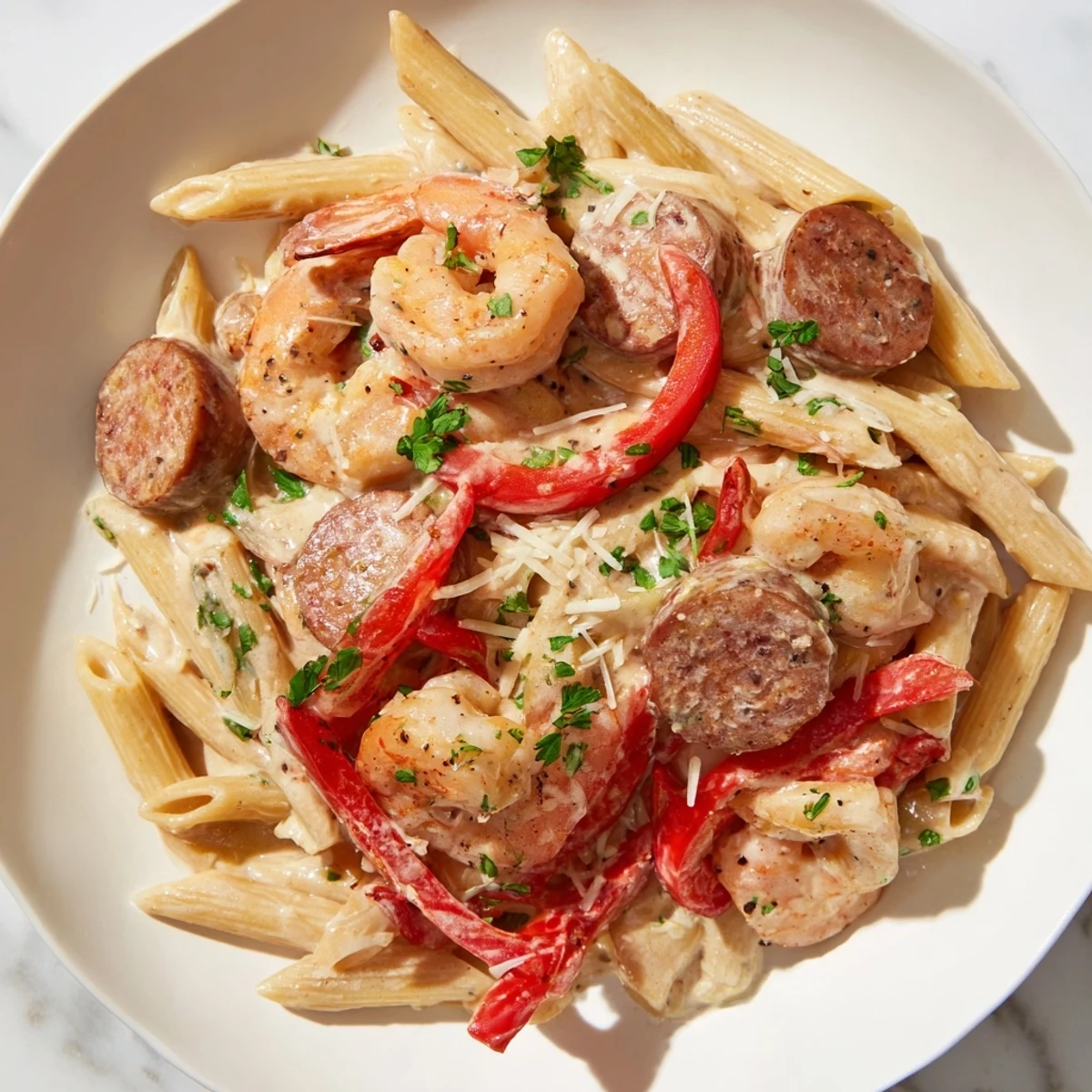 Cajun Sausage Shrimp Alfredo
