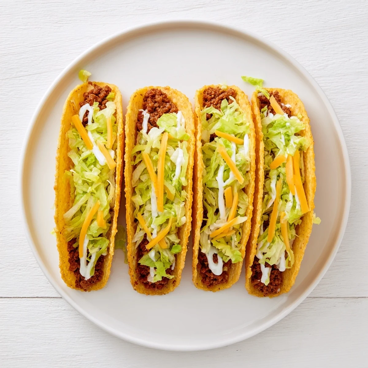 Golden and crispy Cheesy Gordita Crunch Tacos, ready to eat, filled with fresh lettuce and cheese.