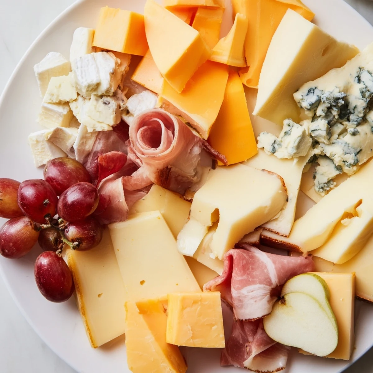 Sleigh Ride Charcuterie board overflowing with artisan cheeses, cured meats, and fresh winter fruits, ready to enjoy.