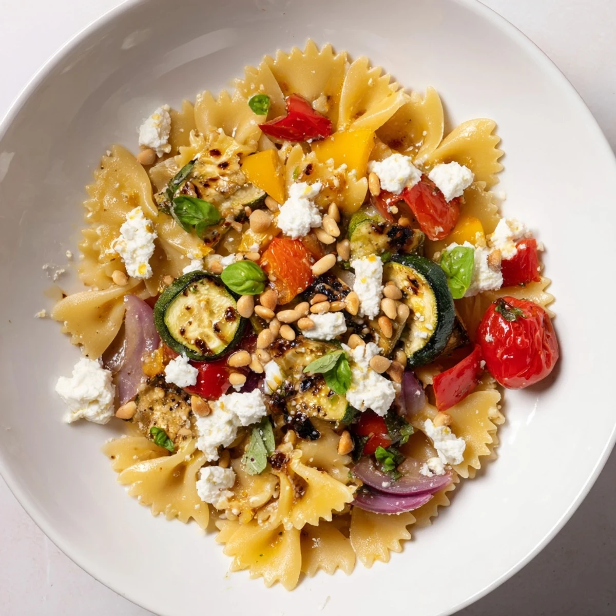 Enjoy a delicious bowl: savory bow tie pasta platter recipe perfect for sharing.