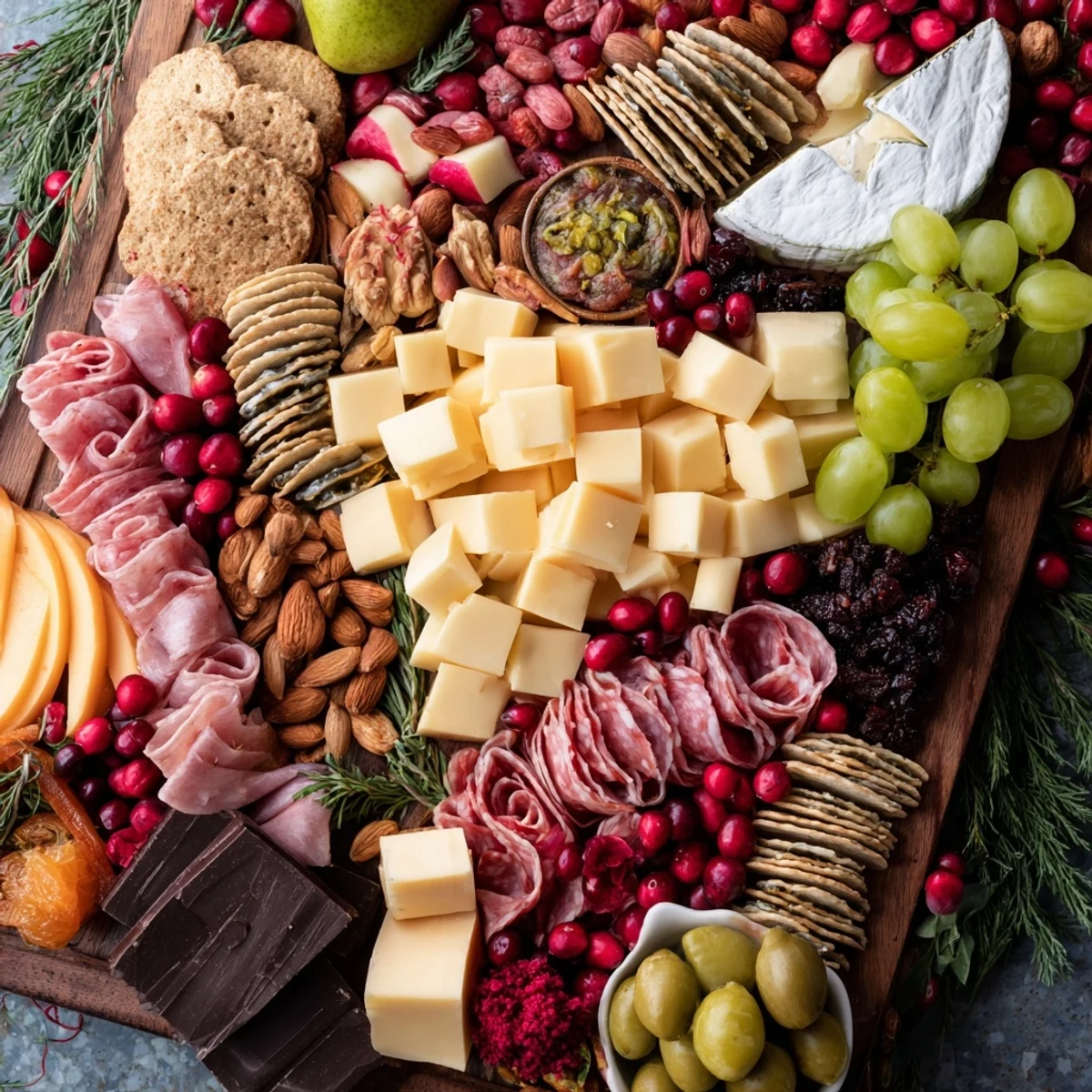 A gorgeous winter wonderland grazing tray arrangement, perfect for holiday entertaining with meats and cheese.