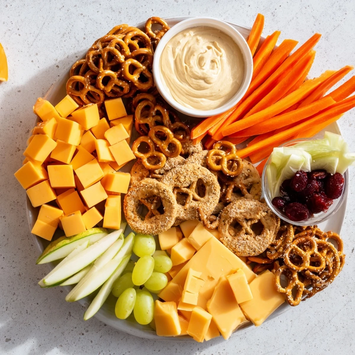 A colorful and delicious Pumpkin Patch Snack Board, showcasing a fall appetizer's vibrant array.