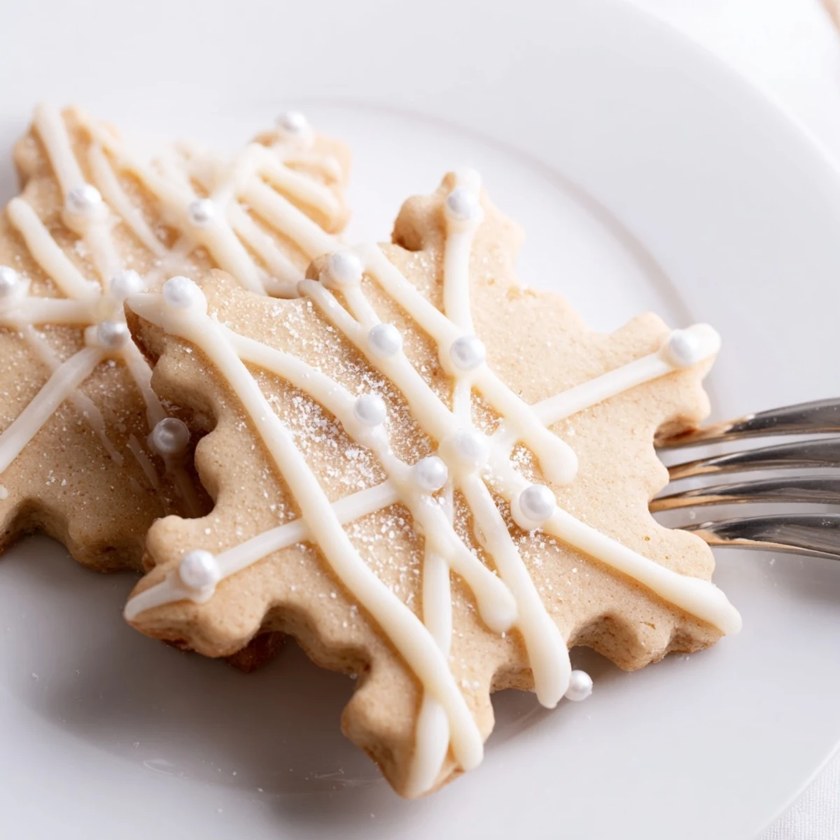 A delicate arrangement of European Winter Snowflake Platter cookies, perfect for holiday dessert.