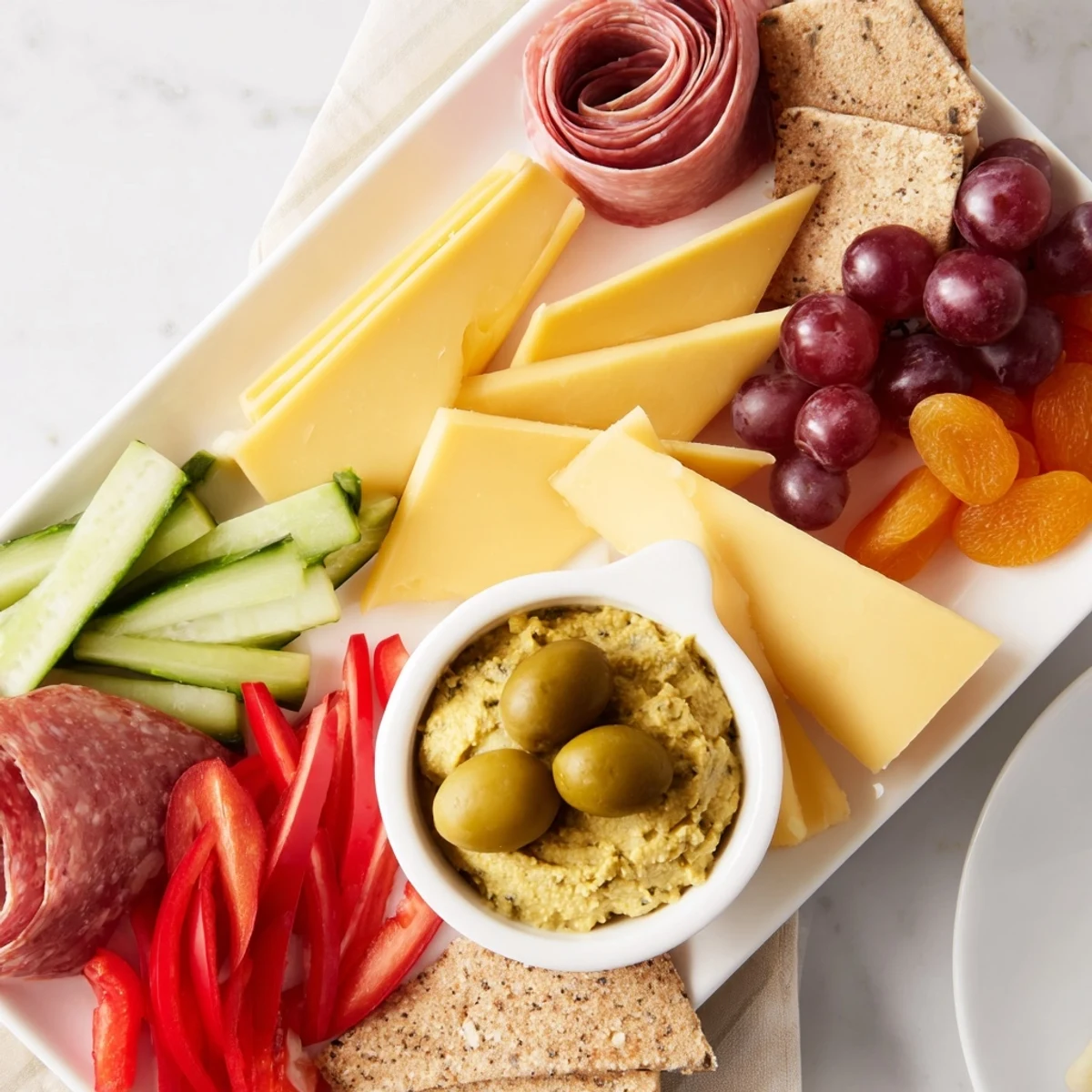 Appetizing Arrowhead Directional Board featuring cheese wedges and cured meats, ready to serve for guests.