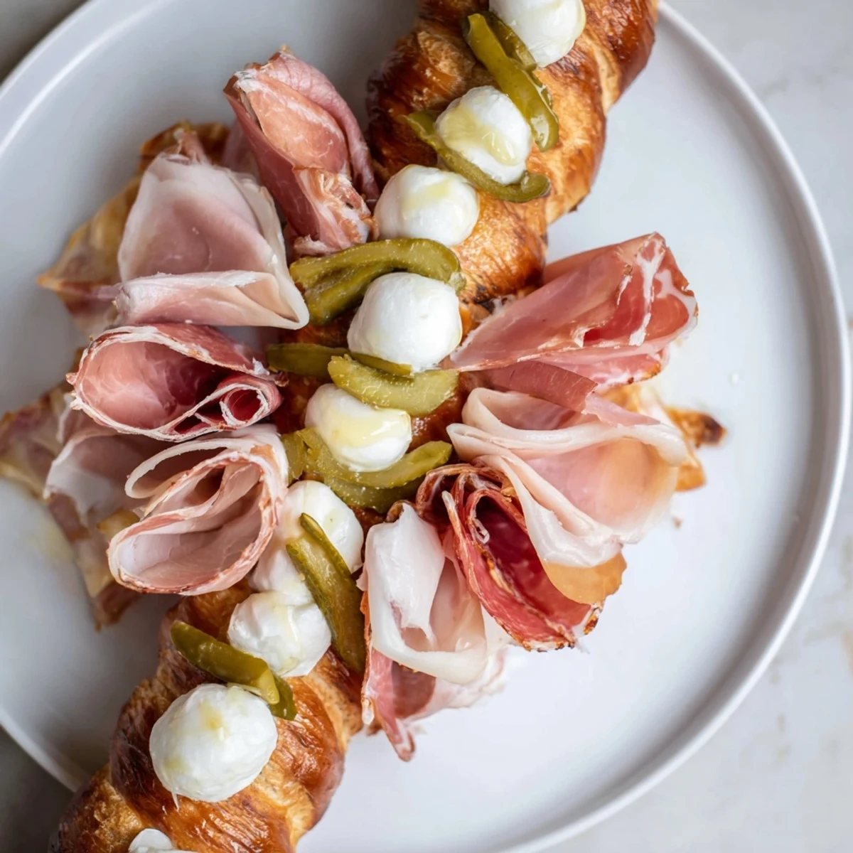 Artistic fractal tree branching bread platter overflowing with colorful cured meats, cheeses, and veggies.