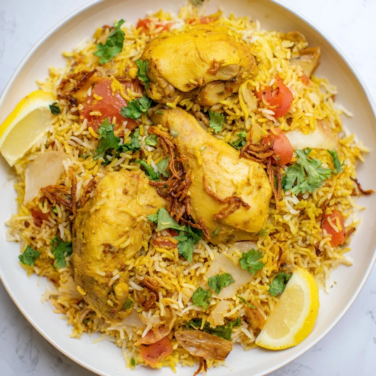Steaming Easy Chicken Biryani, with fluffy rice and tender chicken, ready to enjoy.