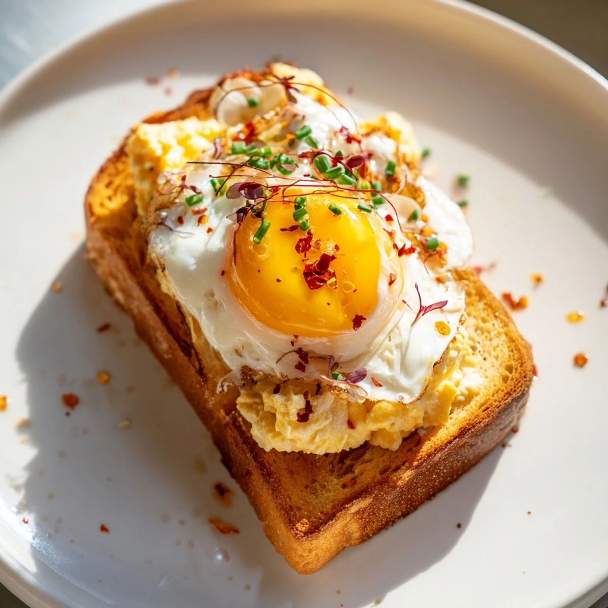 Savory Egg Flight Toast with three diverse egg preparations atop toasted sourdough, ready to enjoy.