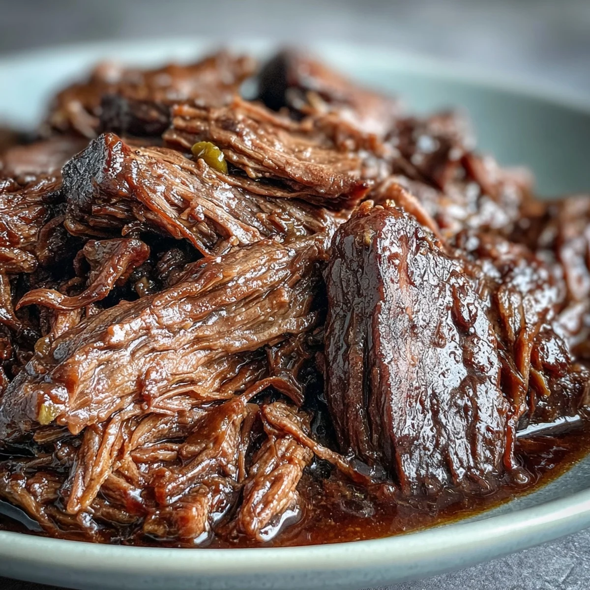 Slow cooker Mississippi-style ranch beef with tender shredded meat, melted butter, and tangy pepperoncini peppers on toasted sandwich rolls.