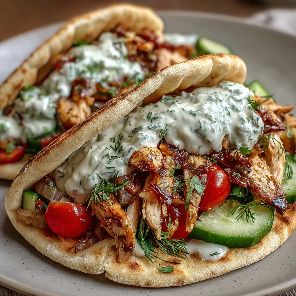Freshly grilled chicken slices are stuffed into warm pita pockets alongside diced cucumbers and juicy tomatoes. The Light Greek Chicken Pita Pockets are drizzled with creamy yogurt sauce and fresh herbs.