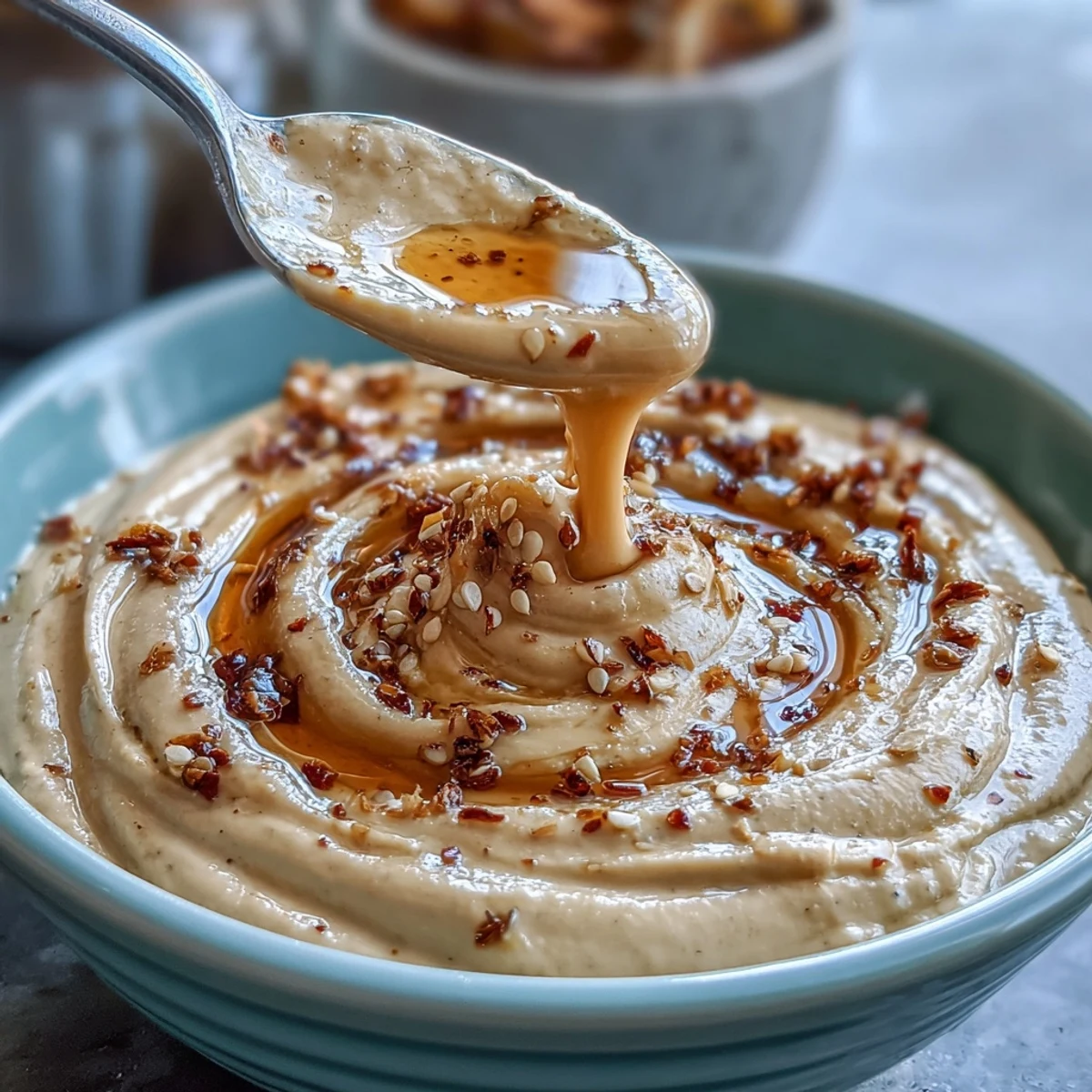Rich and nutty tahini dressing with a hint of cumin, served as a dip for fresh veggies and pita.