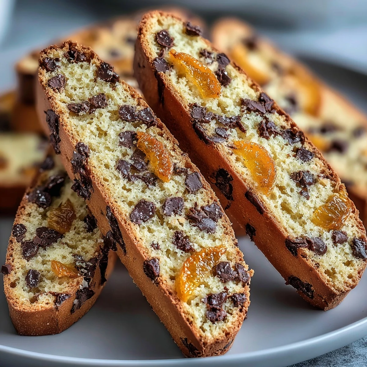 Twice-baked Italian cookies featuring fragrant orange zest and rich dark chocolate, ideal for holiday gifting.  
