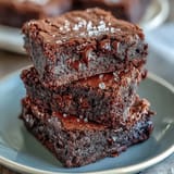 Decadent brownies made with sourdough discard, topped with flaky sea salt for a sweet-salty flavor contrast.