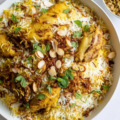 A steaming pot of Kuwaiti biryani rice, showcasing layered textures and rich spices.