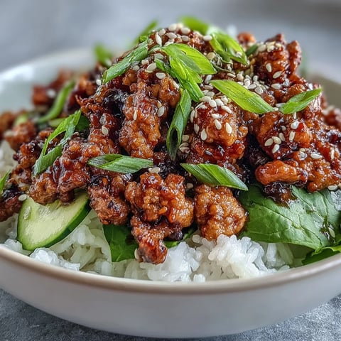 Sesame Turkey Lettuce Wrap Bowls with fluffy rice, crisp lettuce, and cool cucumber ribbons on a white plate.