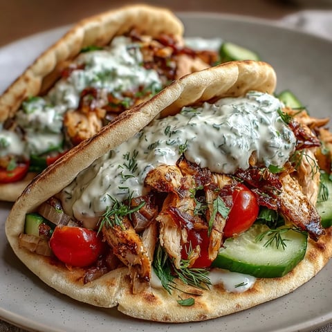 Freshly grilled chicken slices are stuffed into warm pita pockets alongside diced cucumbers and juicy tomatoes. The Light Greek Chicken Pita Pockets are drizzled with creamy yogurt sauce and fresh herbs.
