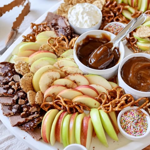 Crisp apple slices and creamy caramel create a delightful autumn dessert experience.  