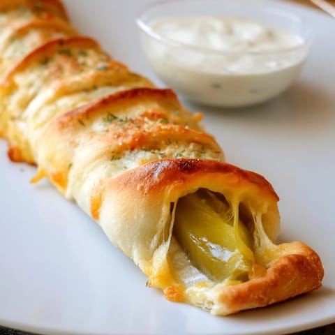 Crispy Cajun Pickle Pizza Sticks, warm from the oven, bursting with cheesy flavor.  