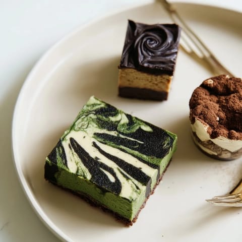 Mini chai tiramisu cups elegantly layered with mascarpone and spiced ladyfingers, delightfully sweet.  