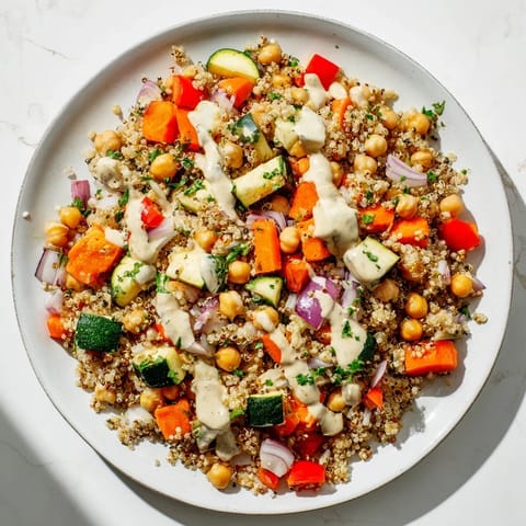 Enjoy a colorful quinoa power salad: a healthy, delicious mix of textures and flavors.