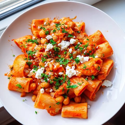 Harissa Chickpea Spicy Pasta