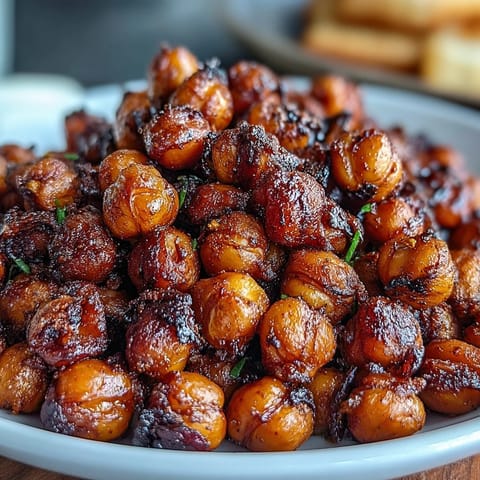 Crispy baked chickpeas with sea salt, golden and crunchy, perfect healthy snack.  