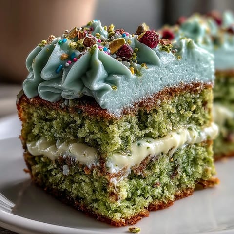 Vibrant green matcha cake, perfect for a delightful smash celebration brunch treat.