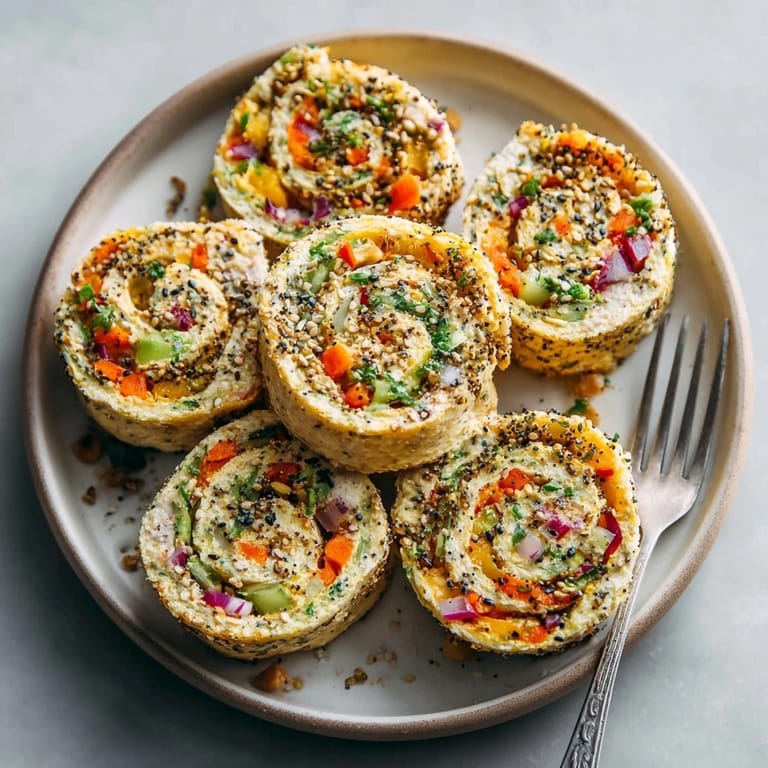 Homemade Everything Bagel Chickpea Salad Pinwheels displayed, perfect appetizer for a party.