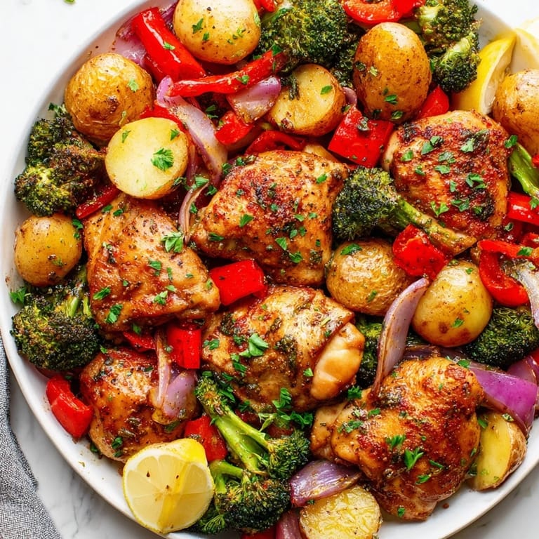 Easily prepared Lazy Gourmet Chicken & Vegetable One-Pot, bursting with vibrant colors and flavors.  