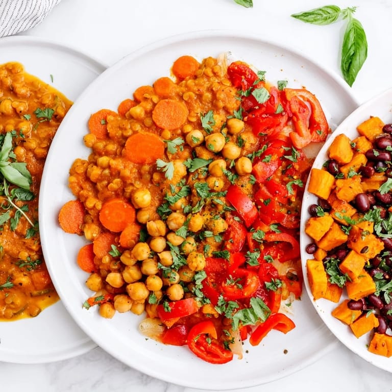 Deliciously aromatic Single-Pan Global Curries served hot with fresh herbs and rice.  