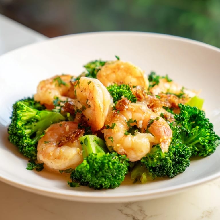 Delicious, glistening Lemon Butter Shrimp & Broccoli bathed in a bright lemon-garlic sauce, perfect for a quick dinner.