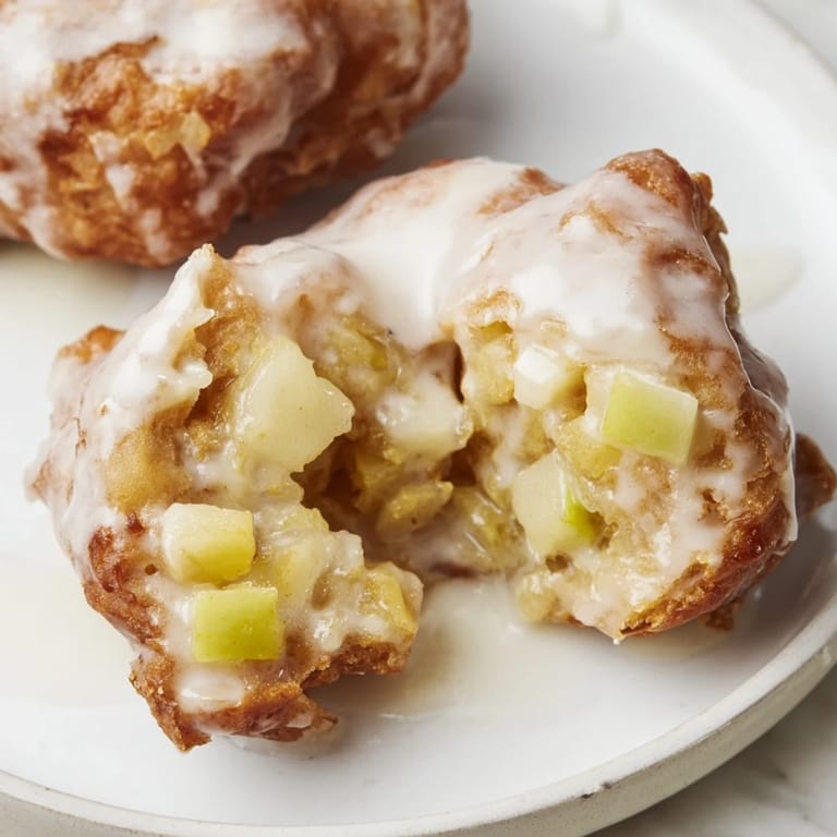 Close-up of freshly made apple fritters, ready to be enjoyed, smell of cinnamon and baked apples.