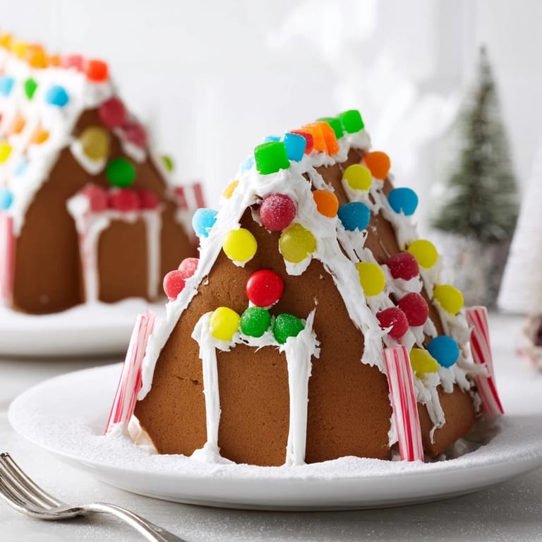 Close-up of a finished Gingerbread House with piped icing, inviting an aroma of warm spices and holiday cheer.
