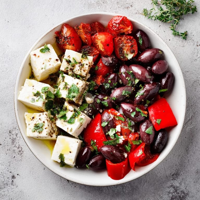 Beautifully arranged Black Olive and Sun-Dried Tomato Platter ready to be savored, perfect for appetizers.