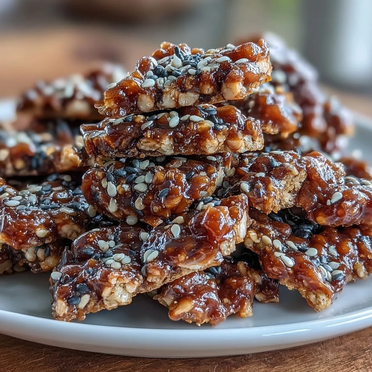Fragrant black sesame brittle with crunchy seeds and buttery caramel, a unique Asian-inspired treat.  