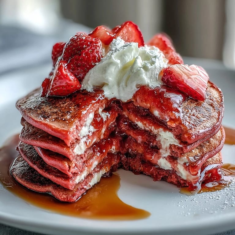 Wholesome pink pancakes served with a luscious strawberry compote, perfect for a festive and Instagram-worthy Galentine's Day breakfast with friends.