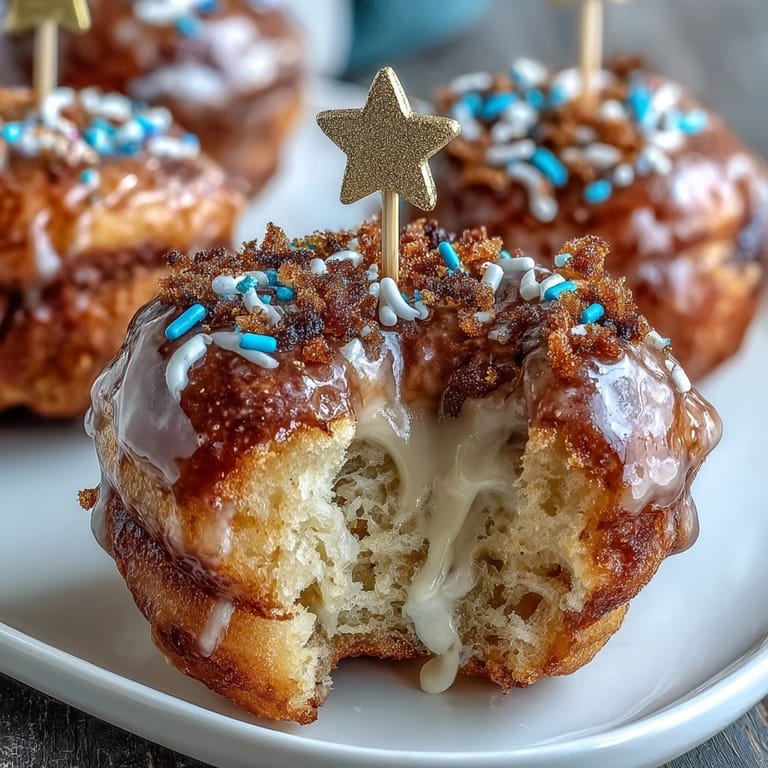 Stacked mini donuts, glistening with glaze and colorful sprinkles for graduation celebrations.