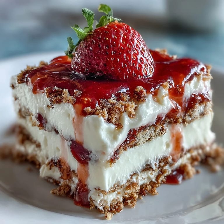 Festive Strawberry Icebox Cake: easy dessert, sweet cream, and crunch, perfect for picnics.