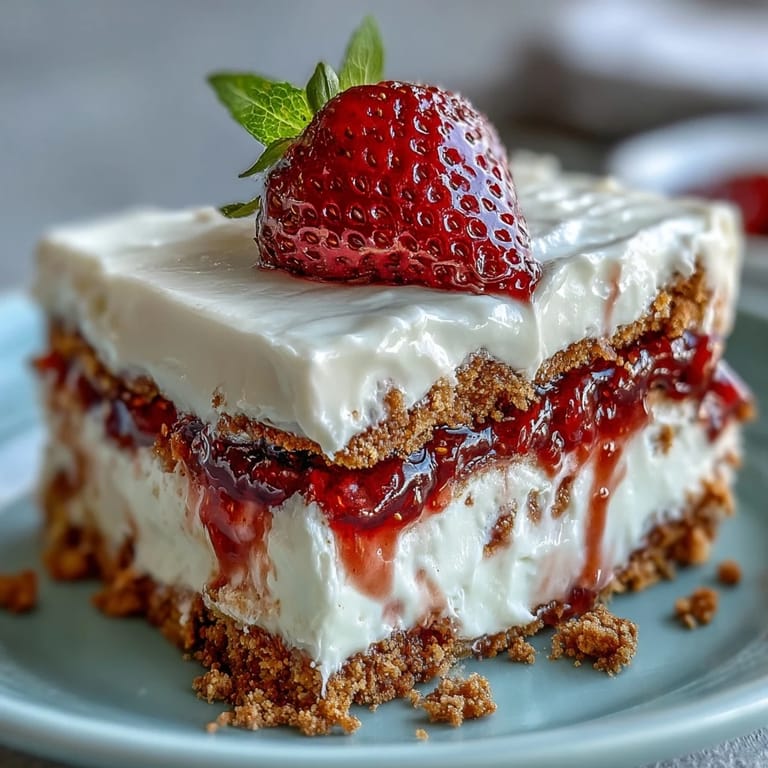 Luscious No-Bake Icebox Cake, featuring fresh strawberries and fluffy whipped cream.