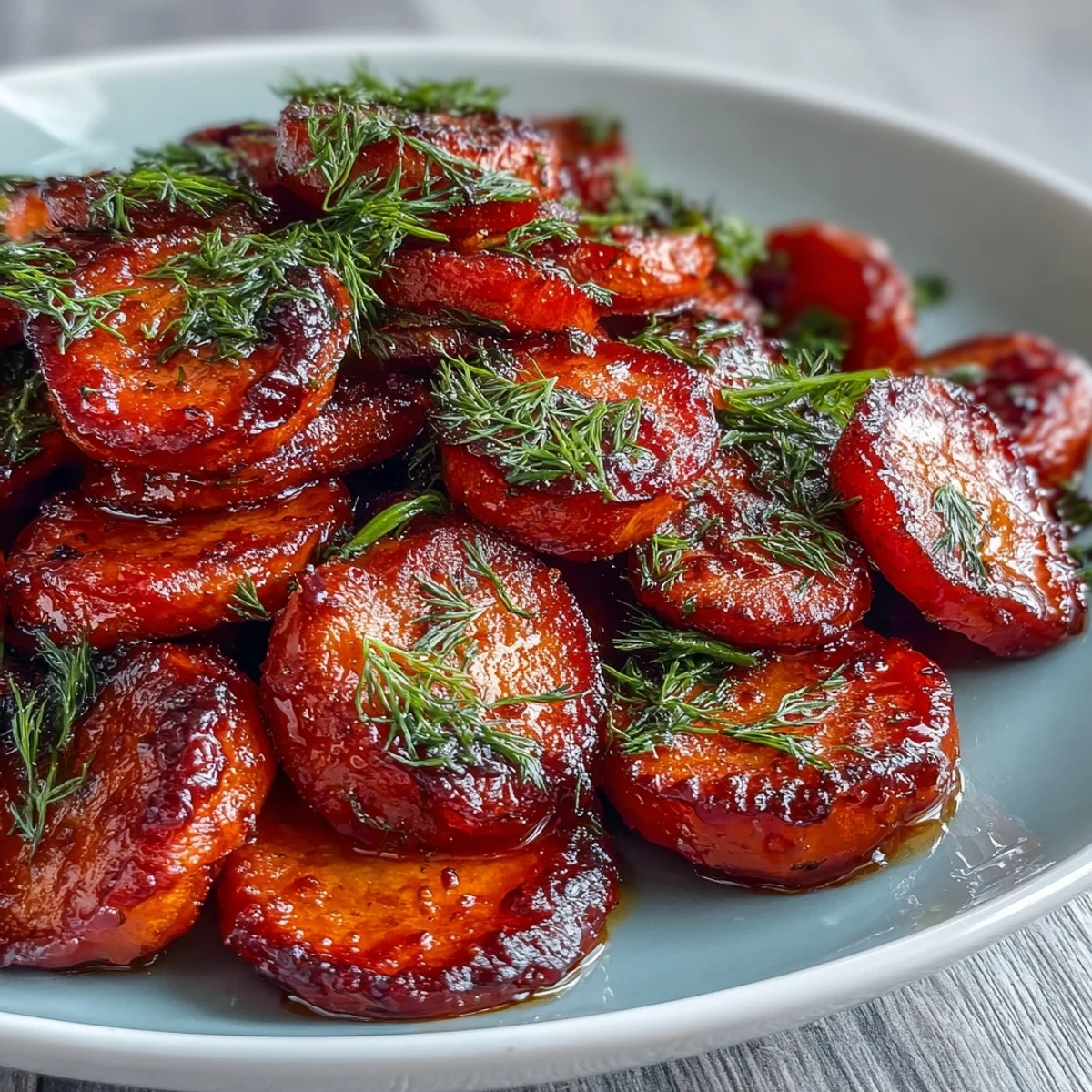 Vibrant orange honey glazed carrots with fresh dill, a bright and flavorful side dish perfect for any meal.