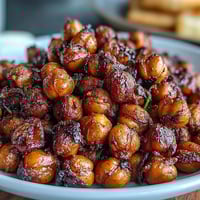 Crispy baked chickpeas with sea salt, golden and crunchy, perfect healthy snack.  