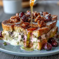A golden, blueberry-studded French toast casserole with a buttery cinnamon topping, perfect for a festive Mother's Day brunch spread.