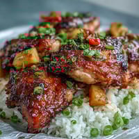Grilled Pineapple Chicken and Rice Foil Packets with colorful vegetables and juicy chicken, perfect for a quick summer dinner.  