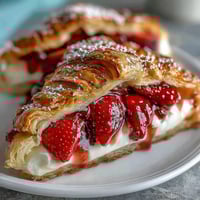 Fresh strawberry galette with frangipane, a rustic dessert with juicy berries and almond cream in a golden crust.
